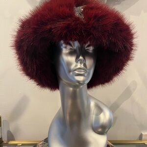 Miles Williams Full Faux Soft Fur Hat with removable alligator brooch.